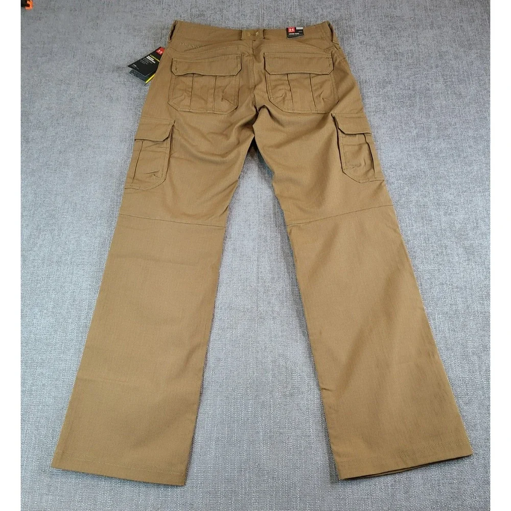 *NWT* Under Armour Pants Women 6 Brown Cargo Tactical Patrol Ripstop Loose Storm - Picture 3 of 9